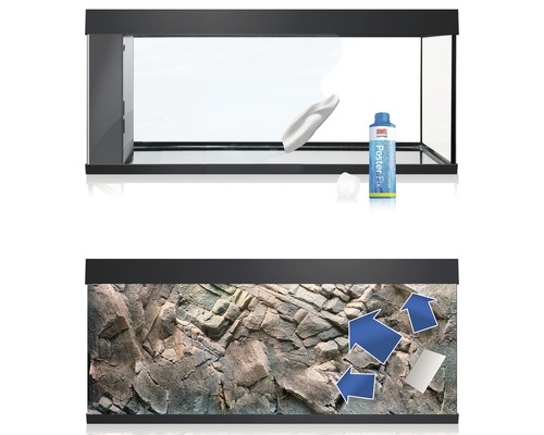 Akvárium s dekoráciou na upevnenie plagátu