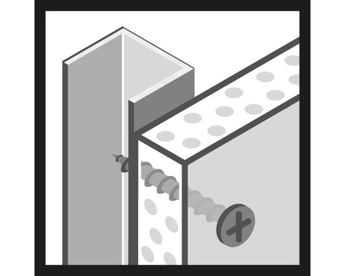 Ilustrácia upevnenia sadrokartónovej dosky na kovový rám pomocou skrutiek.