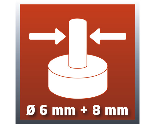 Symbol pre vhodné pre priemery 6 mm plus 8 mm