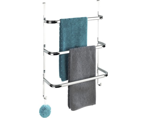 Držiak na uteráky na montáž na dvere s tromi tyčami a dvoma uterákmi