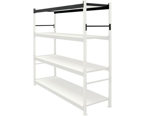 Regál s čiernym závesným systémom