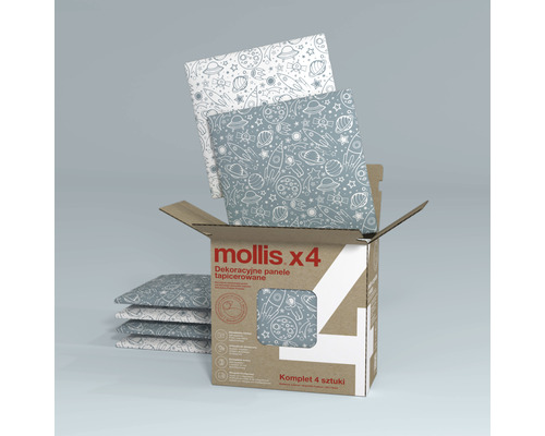 Dekoratívne látkové panely s vesmírnymi motívmi v krabici, sada 4 kusov