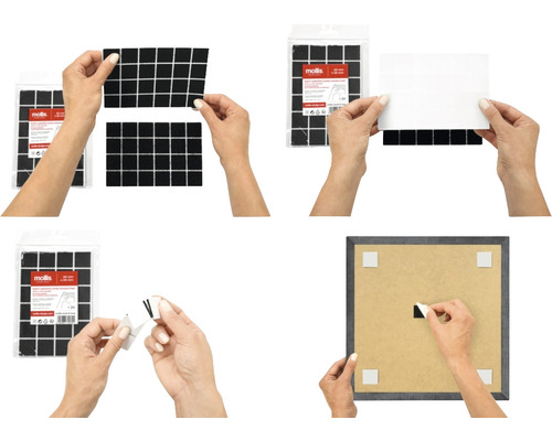 Montážna lepiaca páska štvorcového tvaru na upevnenie predmetov