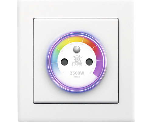 Inteligentná zásuvka s farebným indikátorom a logom Fibaro