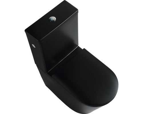 Čierna stojaca toaleta s nádržkou