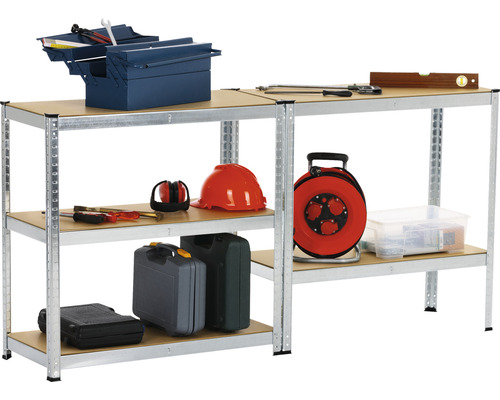 Pracovný stôl s náradím, bedňa na náradie, káblový bubon a bezpečnostné vybavenie