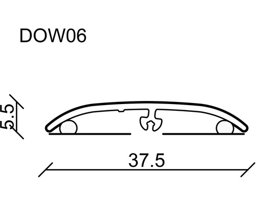 Technický nákres profilu DOW06 s rozmermi