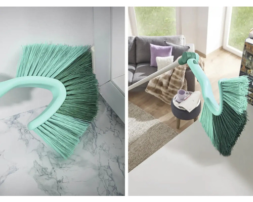 Rohová sacia kefa pri použití v izbových scénach.