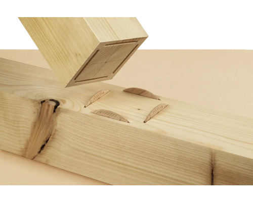 Drevené spojenie s lamelami z čelného dreva