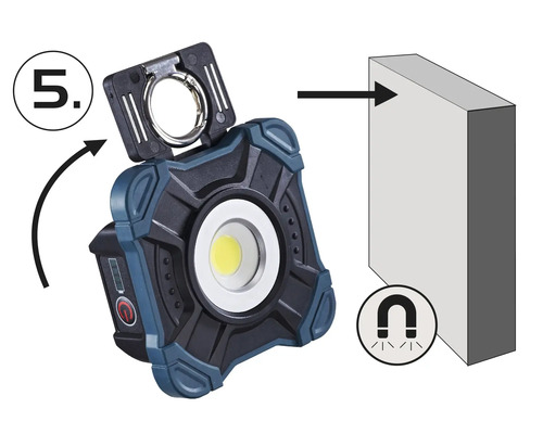 Pracovné svetlo s otočným hákom a magnetickým držiakom