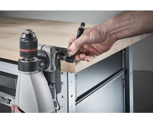 Logo Wolfcraft Držiak vŕtačky s rukou na pracovnom stole