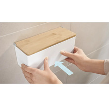 Nástenný držiak na kozmetické vreckovky s bambusovým vekom na organizáciu kúpeľne