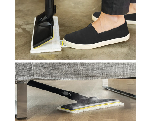 Parný čistič v prevádzke na rôznych typoch podláh