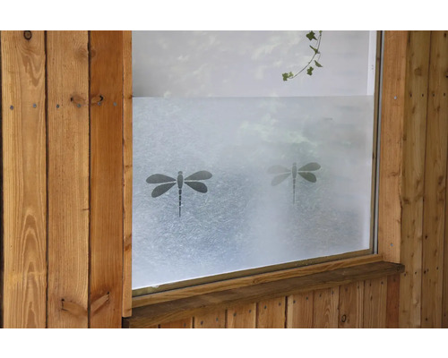 Okno s mliečnou fóliou a motívmi vážok