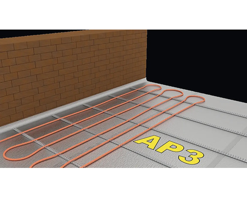 Zobrazenie elektrického podlahového vykurovania s vykurovacím káblom na izolačných doskách