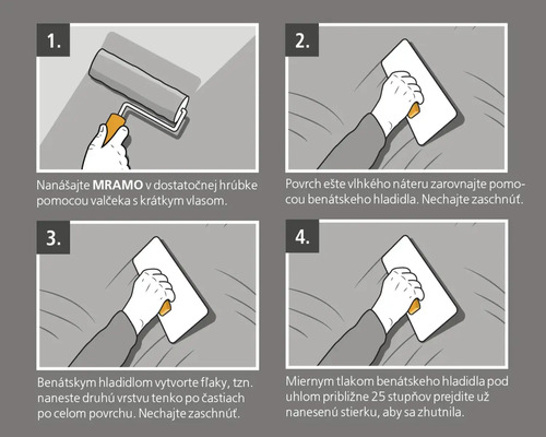 Návod na aplikáciu benátskeho štuku s náradím