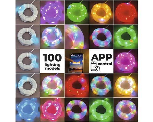 LED svetelná hadica s ovládaním aplikácií a 100 svetelnými modelmi