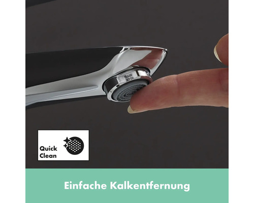 Detailný záber batérie s funkciou Quick Clean a jednoduchým odstraňovaním vodného kameňa