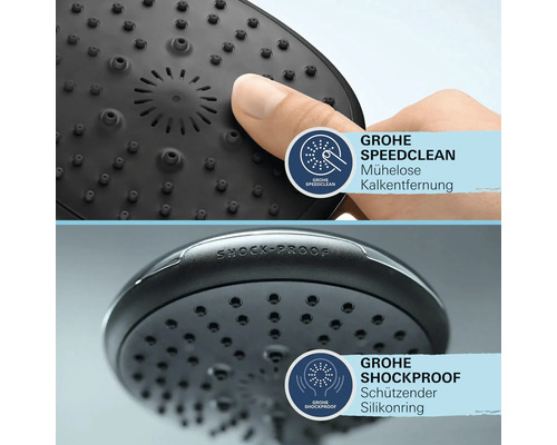 Sprchová hlavica Grohe s funkciou Speedclean a nárazuvzdorným silikónovým krúžkom