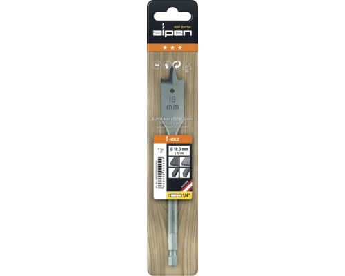 Špirálový vrták do dreva Alpen s priemerom 18 milimetrov v balení