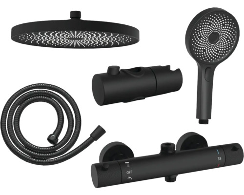Sprchový systém s hlavovou sprchou, ručnou sprchou, sprchovou hadicou a termostatickou batériou