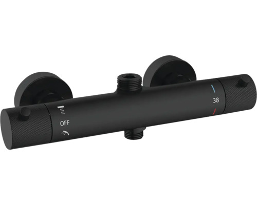 Čierna termostatická sprchová batéria na montáž na stenu