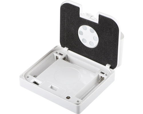 Otvorené biele puzdro pre nástenný detektor pohybu s držiakom batérie