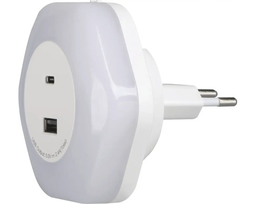 Nočné svetlo so zásuvkou a USB portom