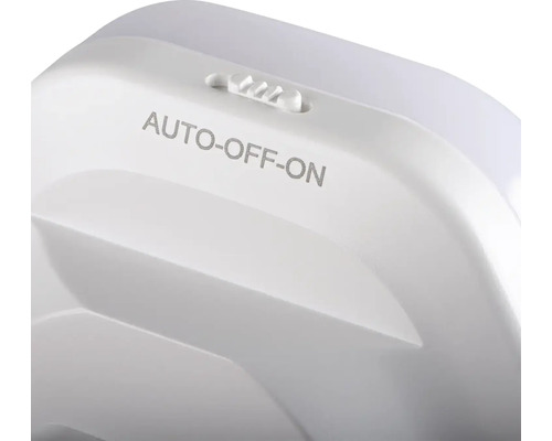 Detailný záber lampy s prepínačom na nastavenie automatického režimu, vypnutia a zapnutia.