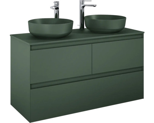 Skrinka pod umývadlo s dvoma umývadlami a zásuvkami