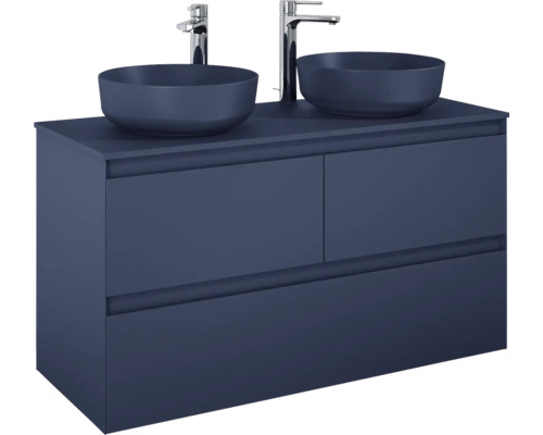 Skrinka pod umývadlo s dvoma umývadlami na dosku a dvoma batériami