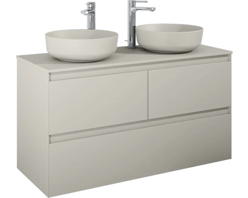 Skrinka pod umývadlo s dvoma umývadlami na dosku a spodnou skrinkou