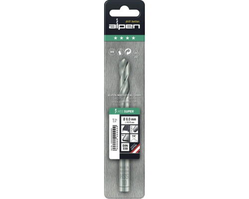 Alpen HSS Super špirálový vrták, 8 milimetrov
