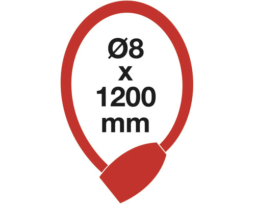 Symbol zámku na bicykel s rozmermi 8 x 1200 milimetrov