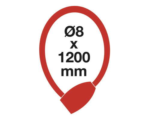 Zámok na bicykel s hrúbkou 8 milimetrov a dĺžkou 1200 milimetrov