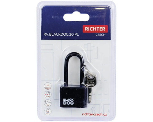 Visiaci zámok Black Dog s dvoma kľúčmi v balení