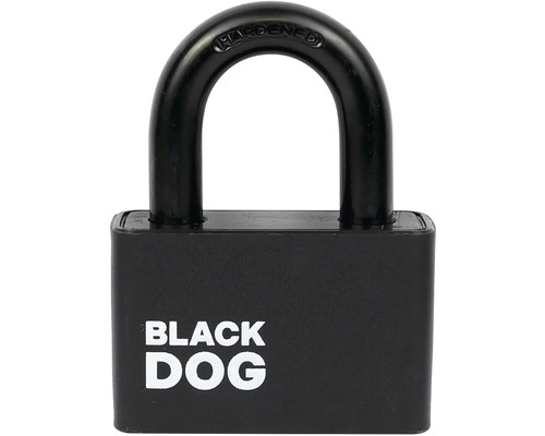 Čierny visiaci zámok Black Dog z tvrdenej ocele