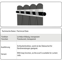 Dekoratívna šatka so slučkovým zavesením na upevnenie na záclonové tyče