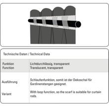 Dekoračná šatka so závesnými pútkami a priesvitnými vlastnosťami