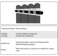 Dekoračná šatka so slučkami na upevnenie na záclonové tyče