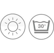 Symbol pre slnečné žiarenie a teplotu prania 30 stupňov