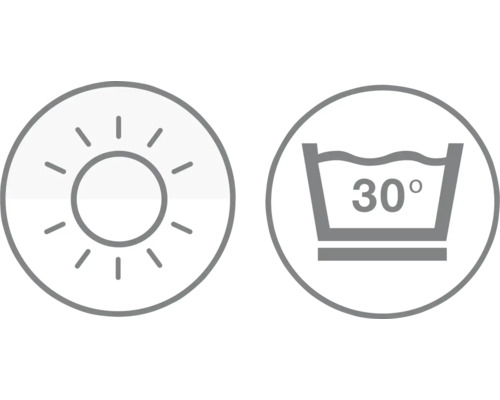 Symbol pre slnečné žiarenie a teplotu prania 30 stupňov