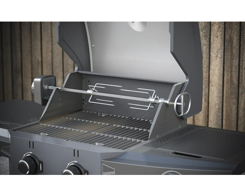 Plynový gril s nadstavcom na otočný ražeň