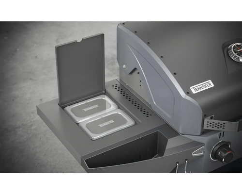 Gril Tenneker s otvorenou bočnou priehradkou a dvoma nádobami