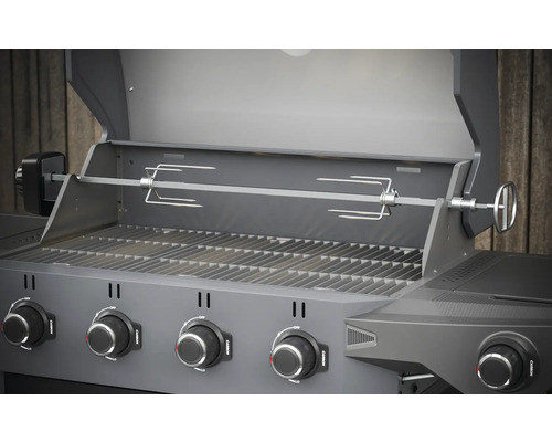 Plynový gril s otočným ražňom a grilovacím roštom