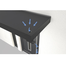 Ilustrácia striešky nad vchodové dvere s odtokom vody