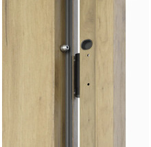 Detail drevených dverí so zámkom a kľučkou