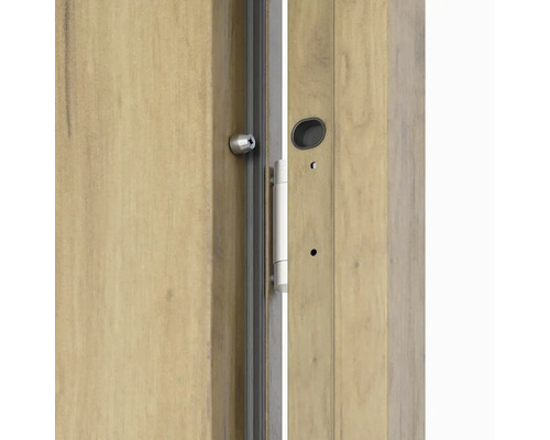 Detail drevených dverí s kovaním a priezorníkom