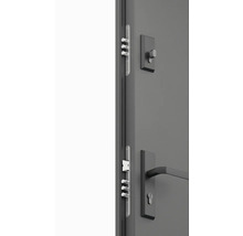 Detailný pohľad na dvere s viacbodovým zamykaním a súpravou kľučiek