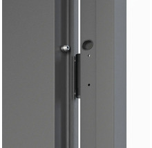 Detail sivých dverí s pántom